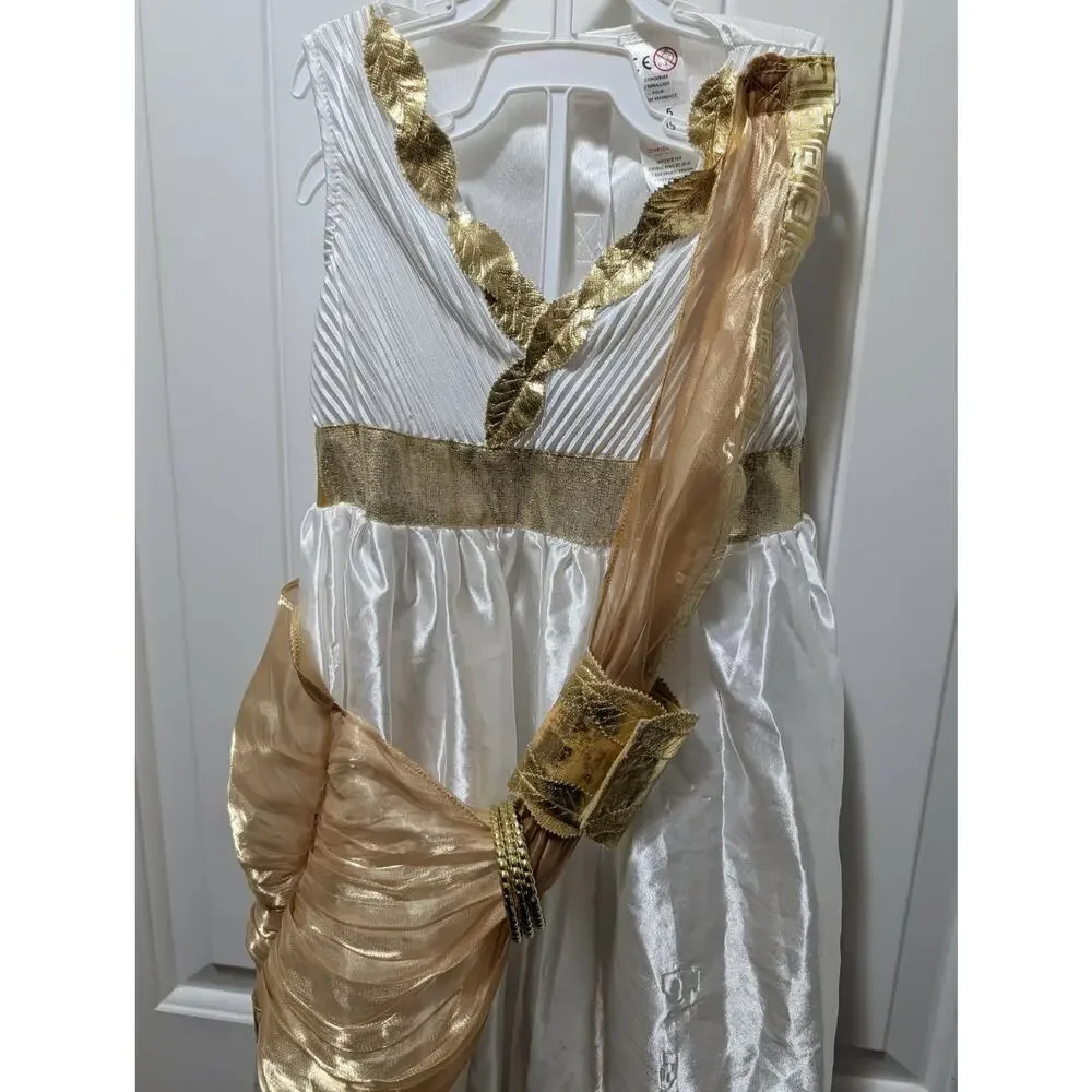 Roman Greek Goddess Halloween Costume Cosplay Dress Headband Kids Size 3-5